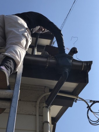 軒樋草取り工事