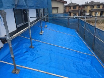 屋根葺き替え工事、屋根養生