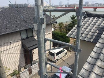 仮設足場設置 梯子 昇降 新潟市西区