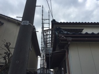 仮設足場 新潟市西区 屋根交換