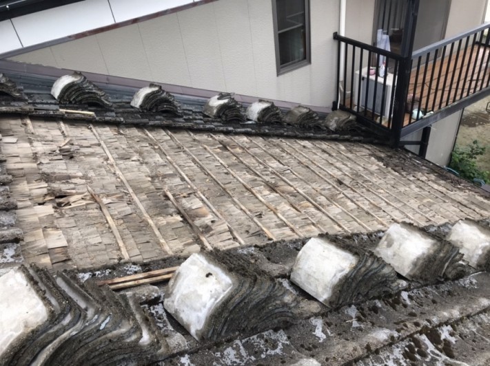 築50年のセメント瓦屋根雨漏り修繕工事