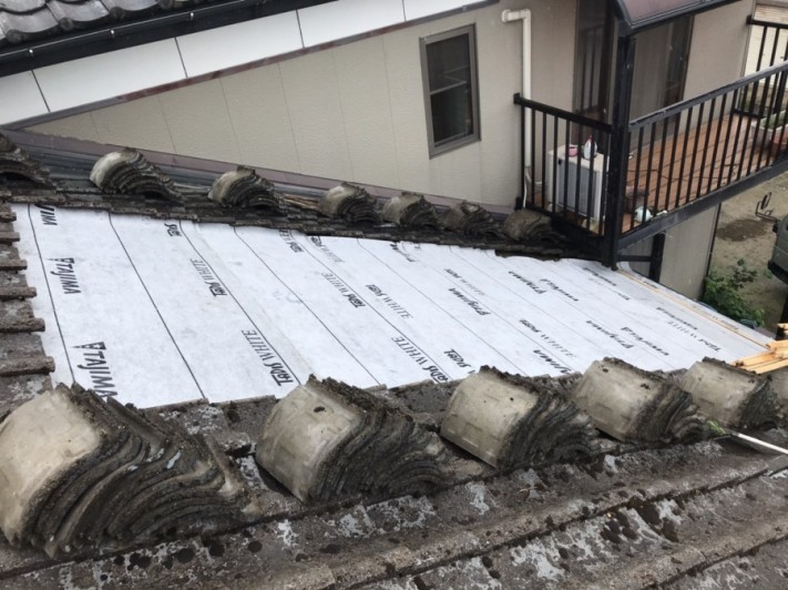 築50年のセメント瓦屋根雨漏り修繕工事