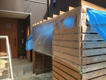 小屋 塗装 養生