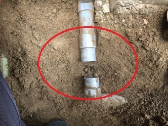 塩ビ配管 雨樋接続 切断