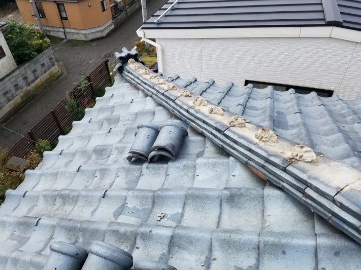 新潟市棟冠瓦の飛散対策