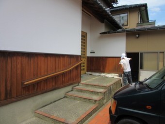 腰壁板張り 塗装工事