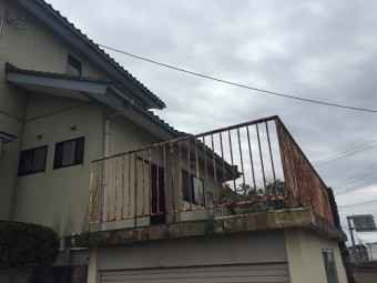 車庫屋根屋上 手摺 交換