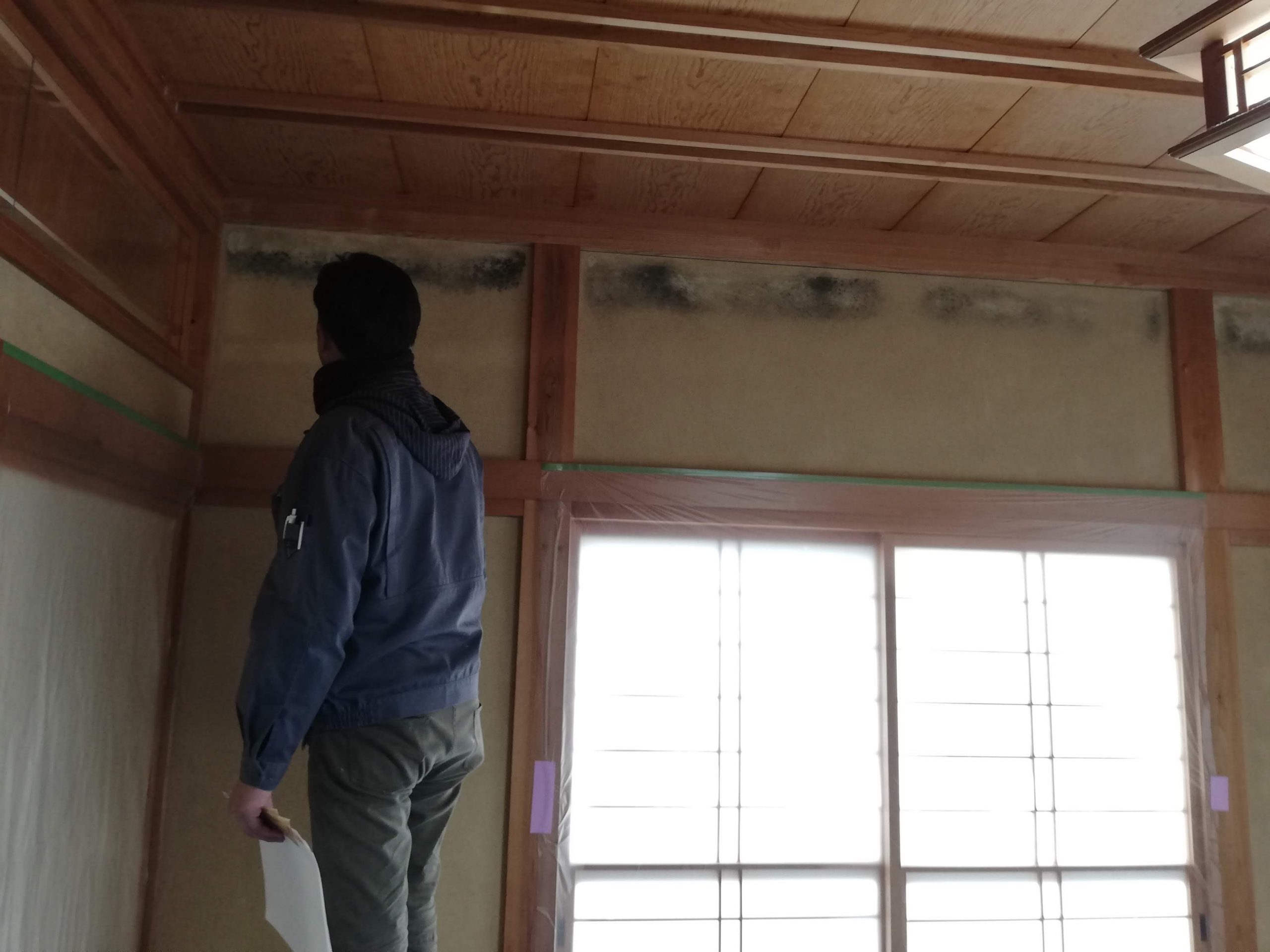 新潟市秋葉区にて塗り壁にカビが生えたため除去作業を行いました