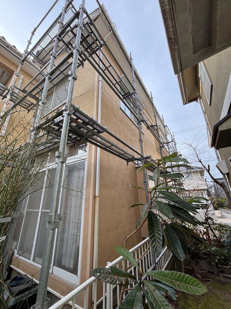 破風・鼻隠し板金カバー工事　仮設足場