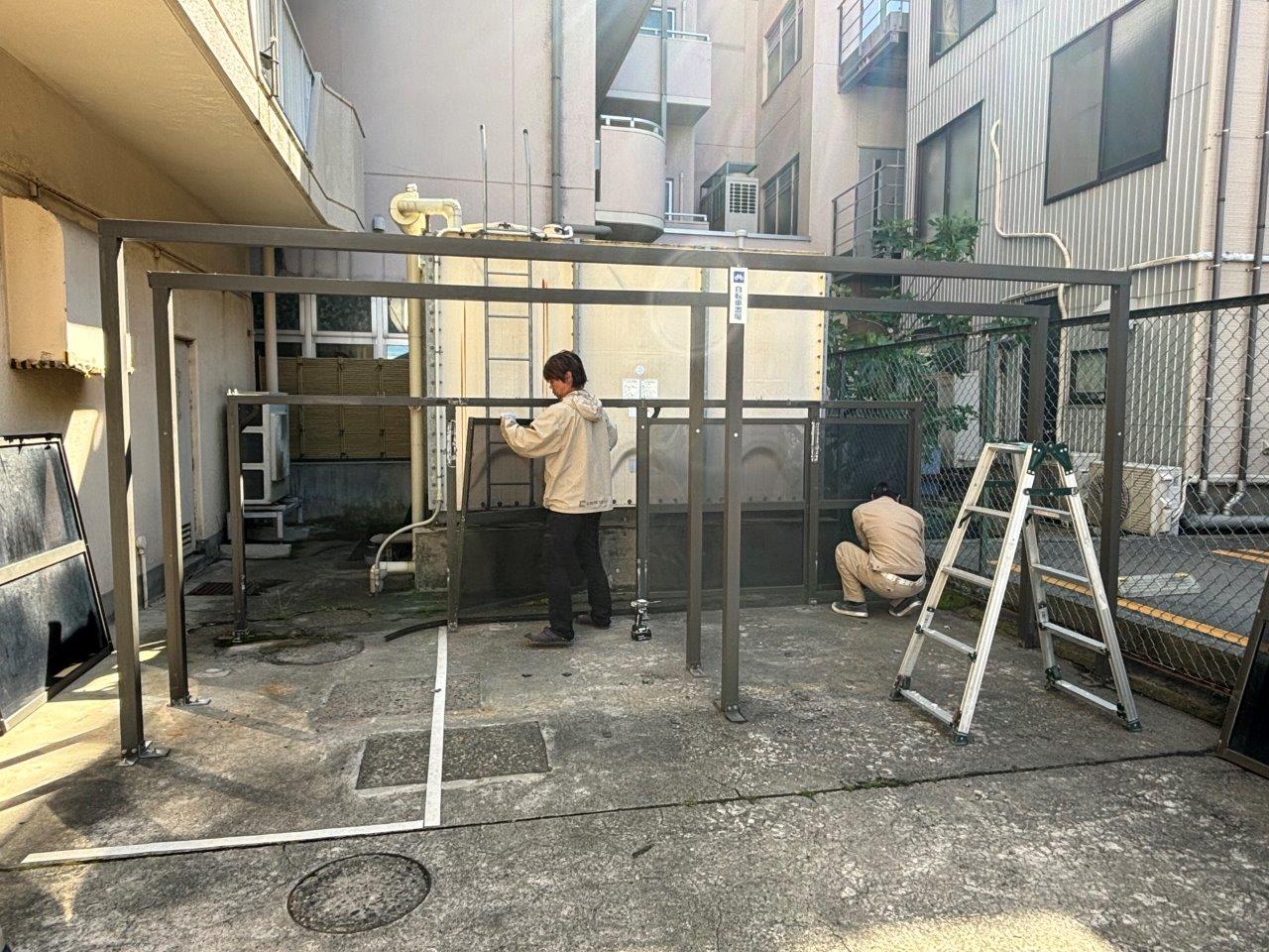新潟市中央区にて駐輪ポートの入れ替え工事を着手しました